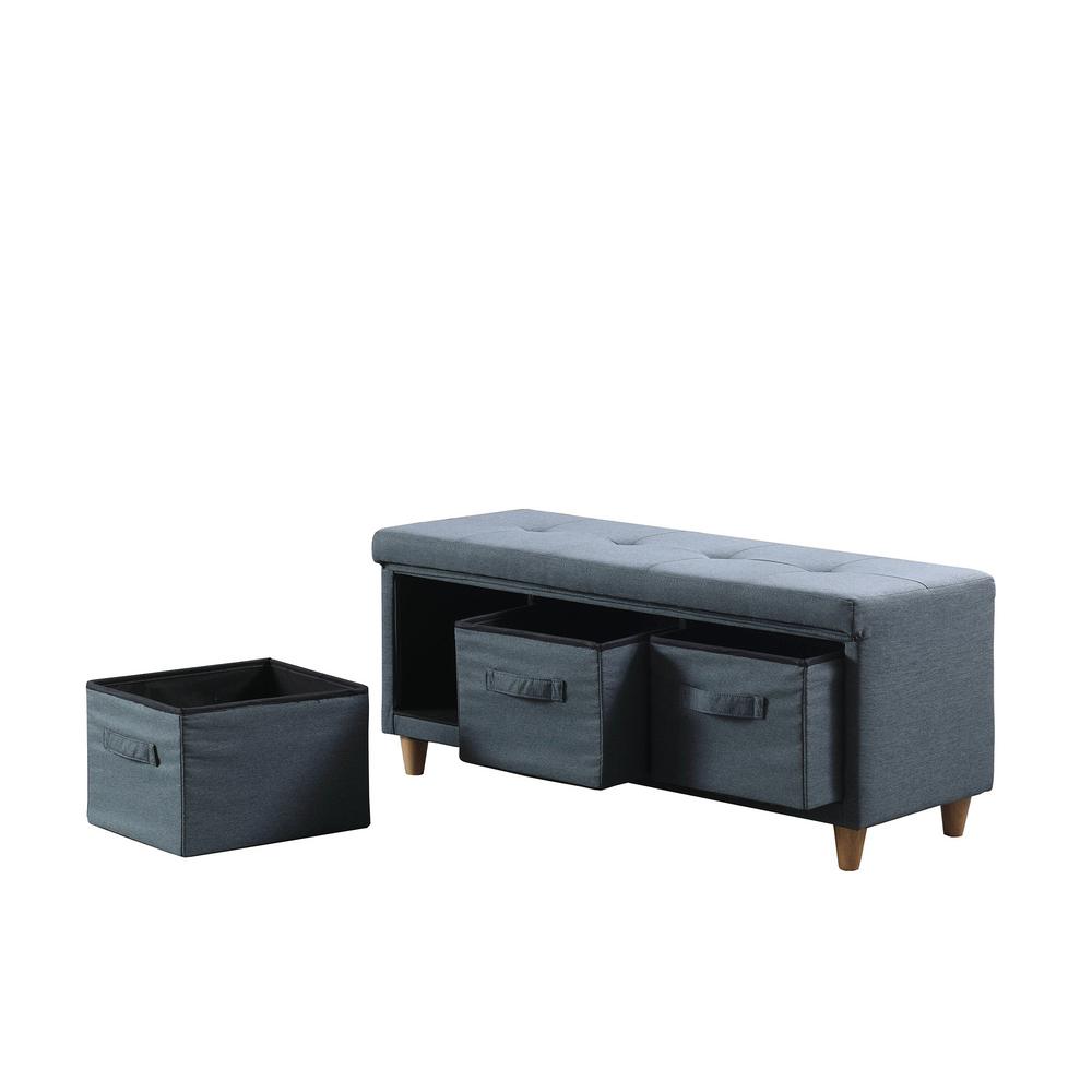 Ore International 17 5 In Magnolia Blue Gray Tufted Bench With