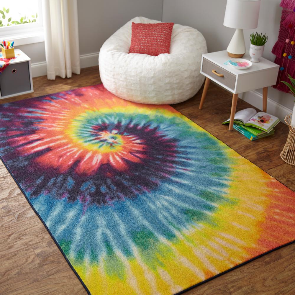 Mohawk Home Tie Dye Swirl Rainbow 5 Ft X 8 Ft Indoor Area Rug