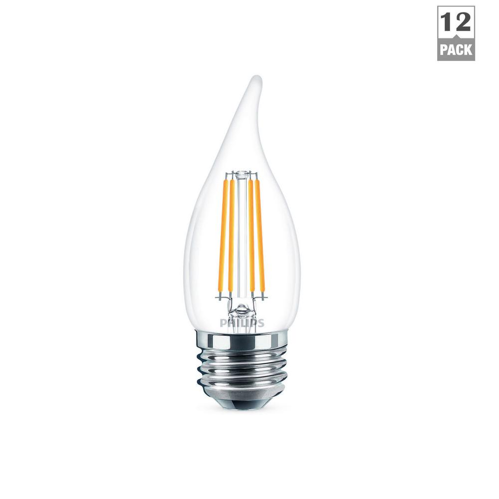 Philips 40-Watt Equivalent B11 Dimmable LED Bent Tip Candle Light Bulb ...