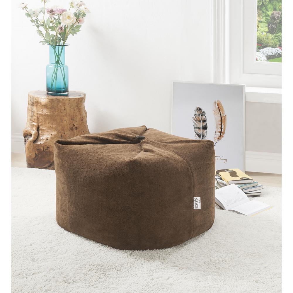 Loungie Magic Pouf Brown Microplush Bean Bag Chair Convertible