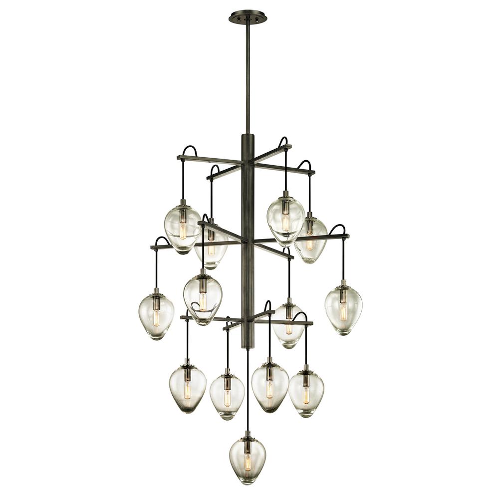 Troy Lighting Brixton 13 Light Gunmetal 36 In W Pendant With Troy Lighting Brixton 13 Light Gunmetal