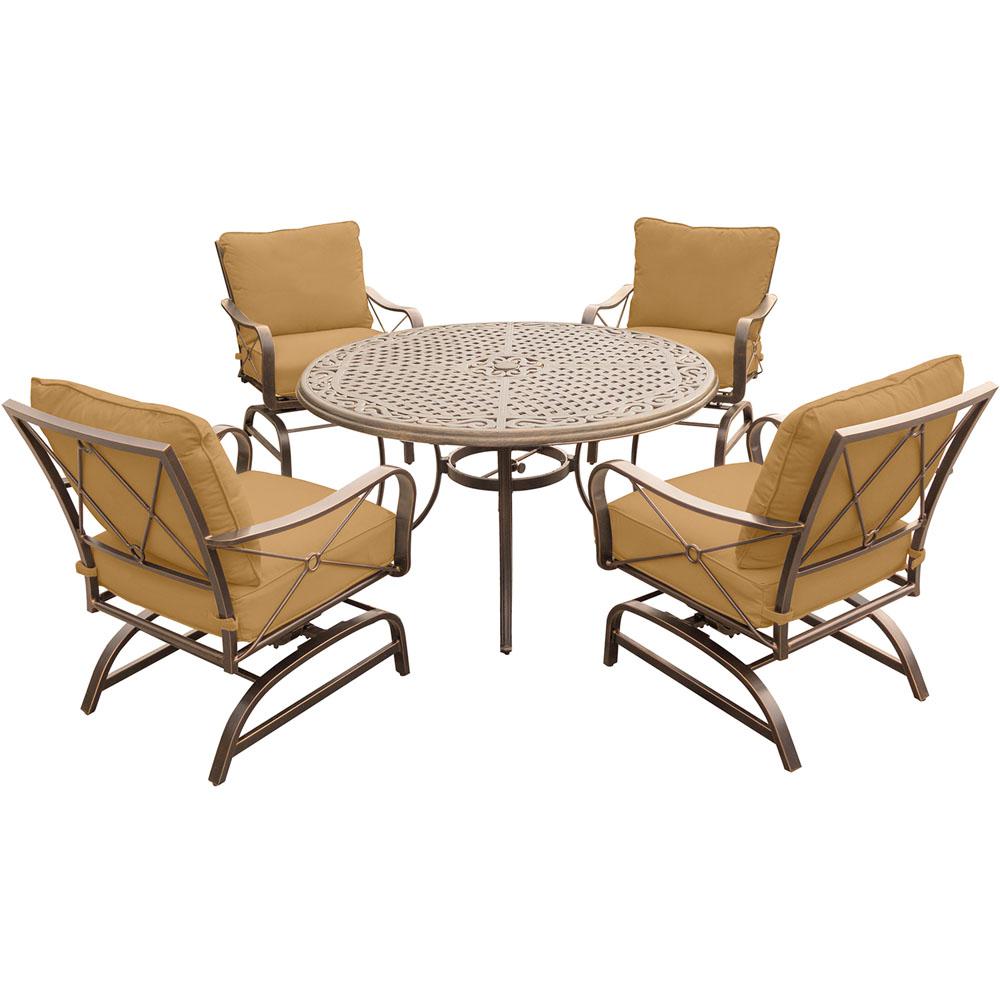 Hanover Summer Nights 5-Piece Outdoor Dining Set with Round Cast-Top Table and... by Hanover