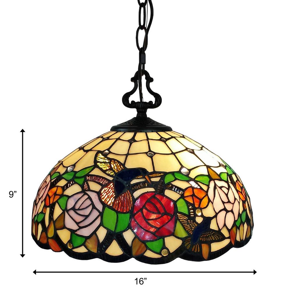 Amora Lighting 2 Light Tiffany Style Hummingbirds Fl Hanging Pendant With Glass Shade Am019hl16b The Home Depot - Tiffany Style Mission Hanging Pendant Light Amora Lighting 2 Light Tiffany Style Hummingbirds Fl Hanging Pendant With Glass Shade Am019hl16b The Home Depot - Tiffany Style Mission Hanging Pendant Light