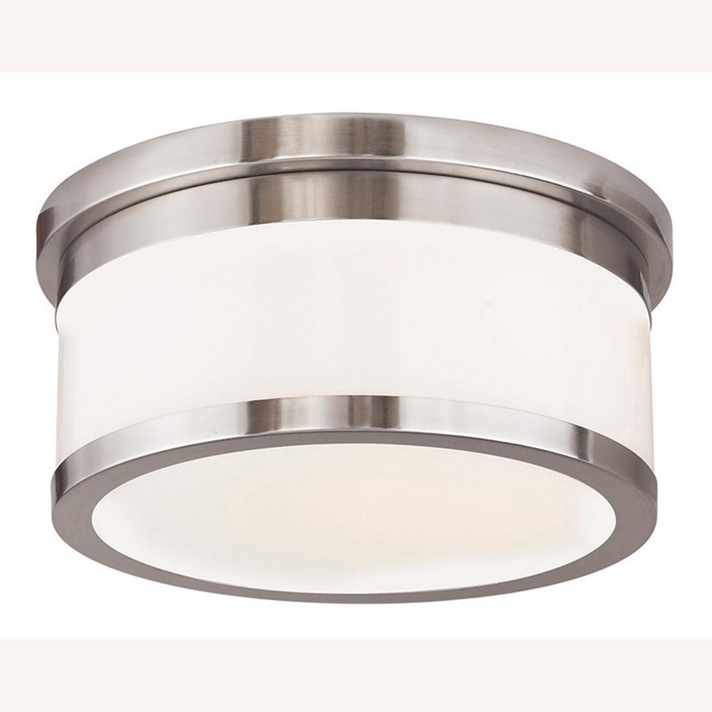 livex lighting stafford 2 light brushed nickel flushmount 65502 91