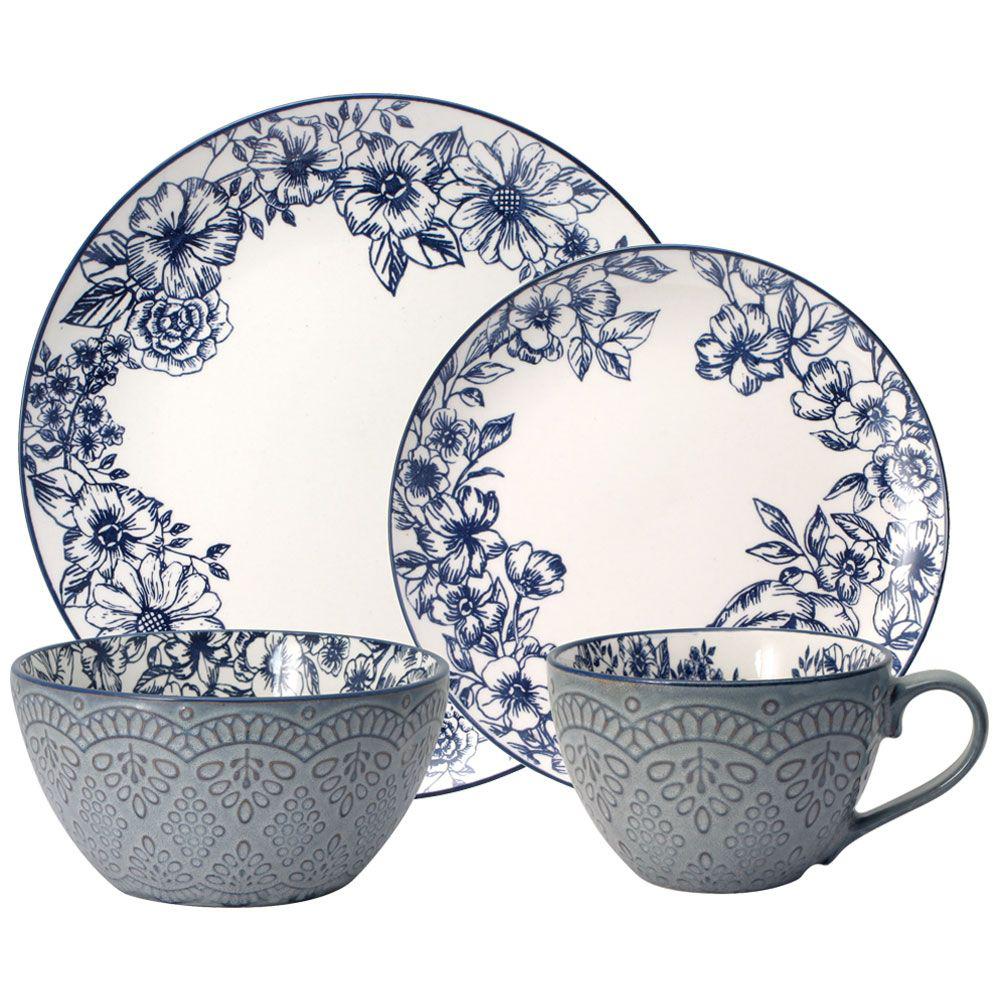 Pfaltzgraff 16Piece Gabriela Blue Dinnerware Set 5216941 The Home Depot