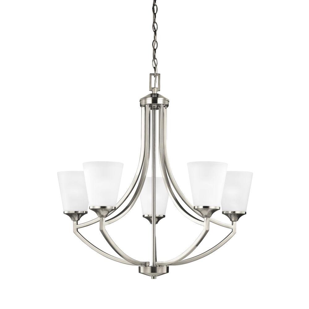 Sea Gull Lighting Hanford 5 Light Brushed Nickel Single Tier Hanford 5 Light Brushed Nickel Single Tier Chandeliers