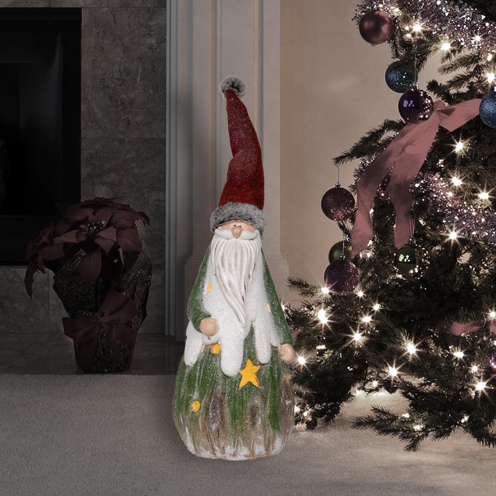 Alpine Corporation 26 In Christmas Country Santa With Led Lights