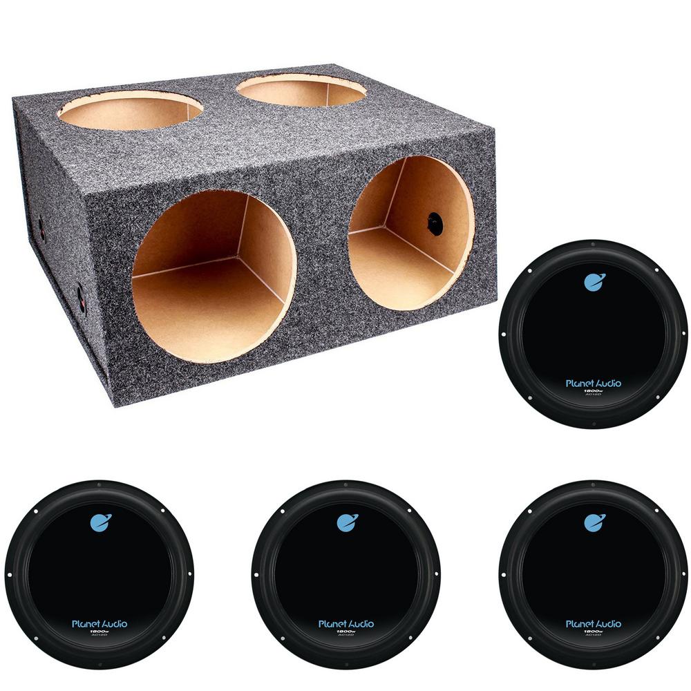 Q Power 4 Hole 12 In Sealed Divided Subwoofer Box And 12 In 1800 Watt Subwoofer 4 Pack Bass12 4hole T 4 X Ac12d The Home Depot