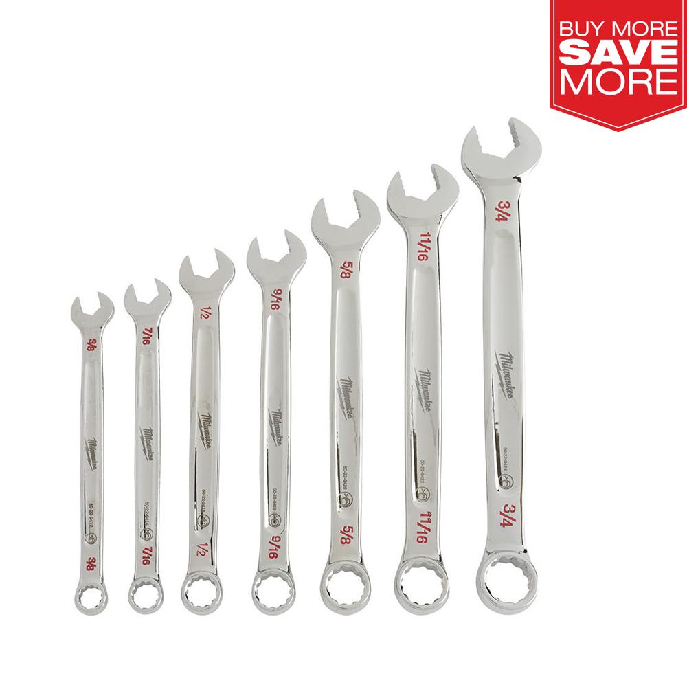 Milwaukee Combination SAE Wrench Mechanics Tool Set (7Piece)48229407 The Home Depot