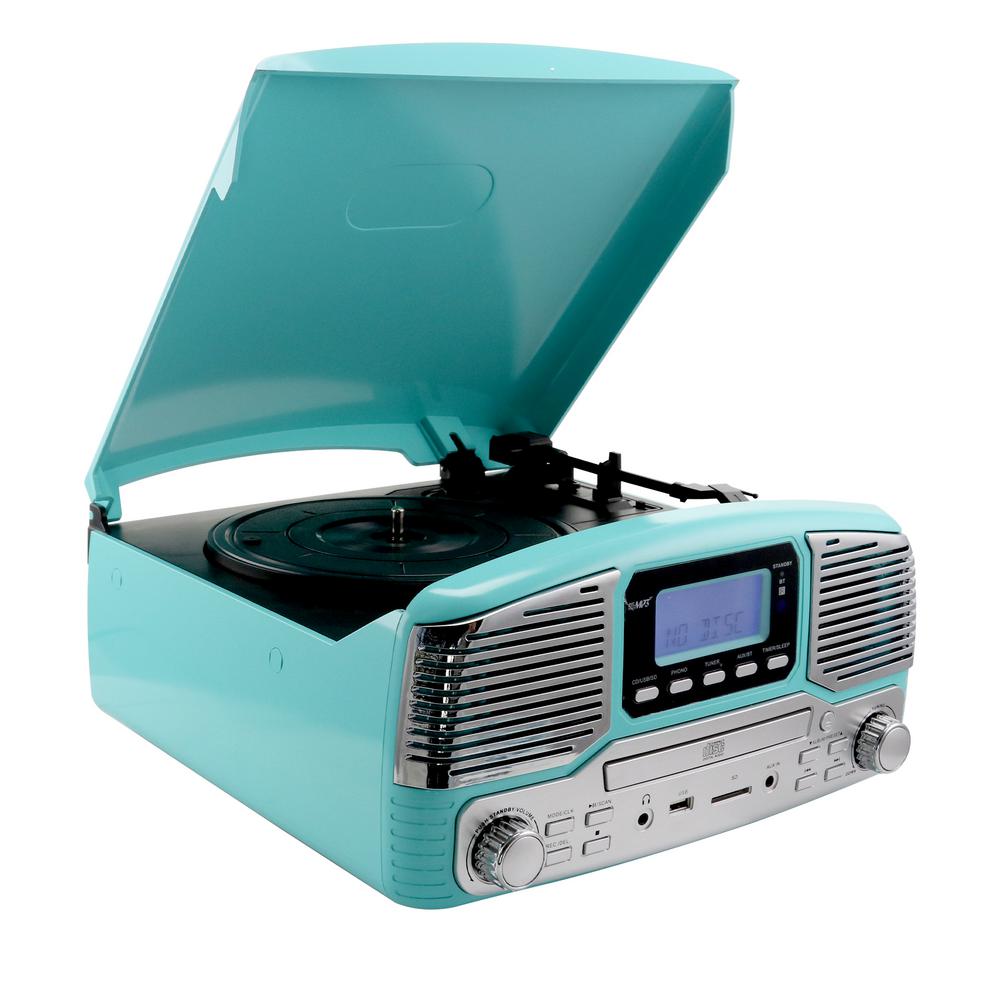 USB//SD Recording Remote FM Bluetooth Trexonic 3-Speed Turntable w// CD Player