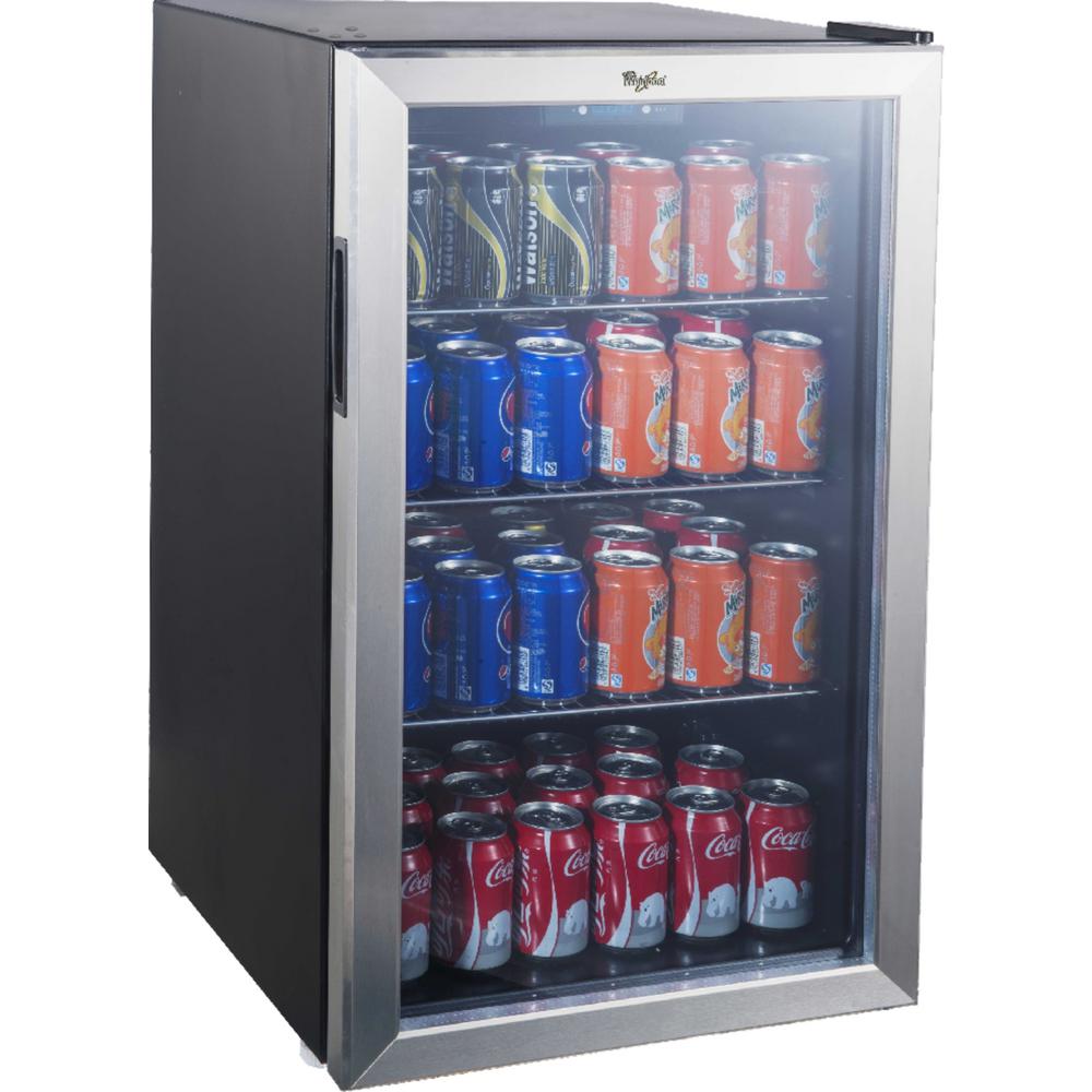 Whirlpool 108-Can Beverage Center Electrical Control with Stainless Steel See-thru Door, Black With Stainless Steel See-Thru Door