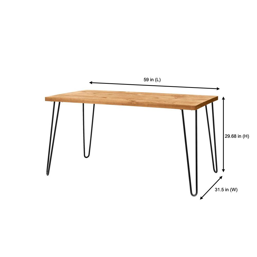 wood table with hairpin legs