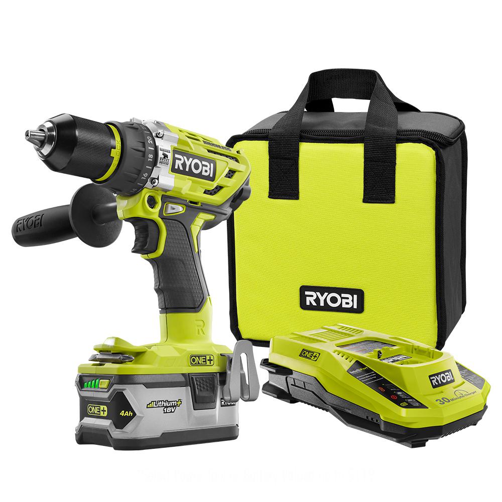 Ryobi 18-Volt ONE+ Lithium-Ion Cordless Brushless 1/2 in. Hammer Drill ...