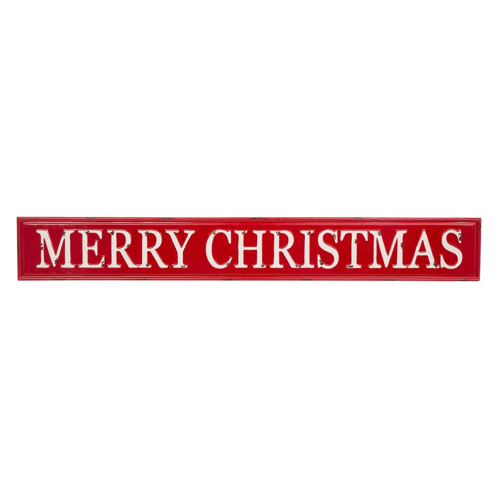 Glitzhome 6 34 In H Enameled Metal Merry Christmas Wall Sign The Home Depot