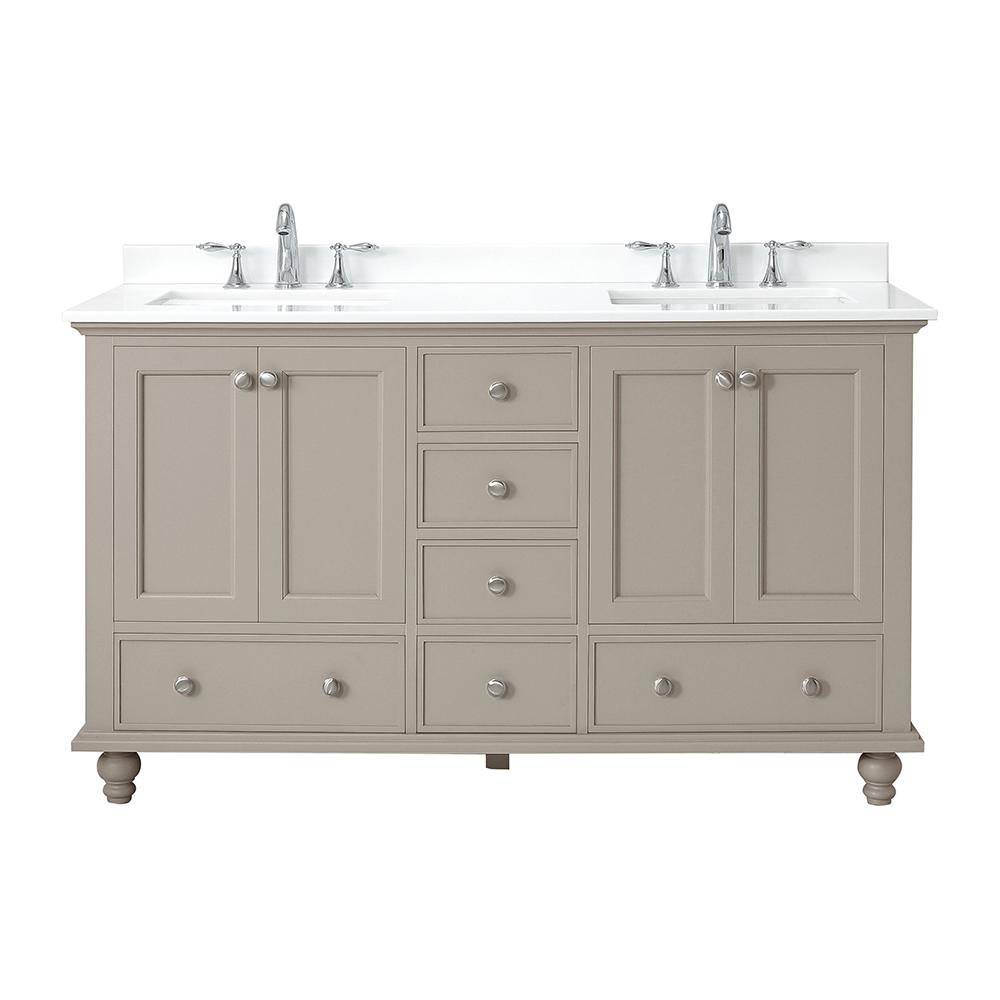 Orillia 60 In W X 22 In D Vanity In Greige With Marble Vanity Top In White With White Sink