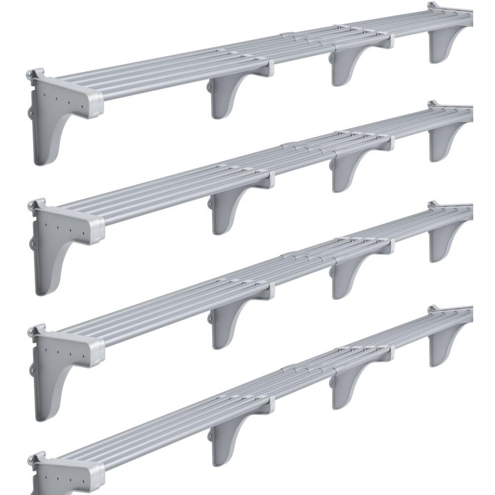 EZ Shelf 40 in. 75 in. Expandable Large Garage Shelf in Silver (Set