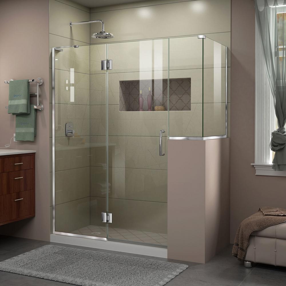 Dreamline Unidoor X 30 3 8 In 60 72 Frameless Hinged Corner Shower Enclosure Chrome