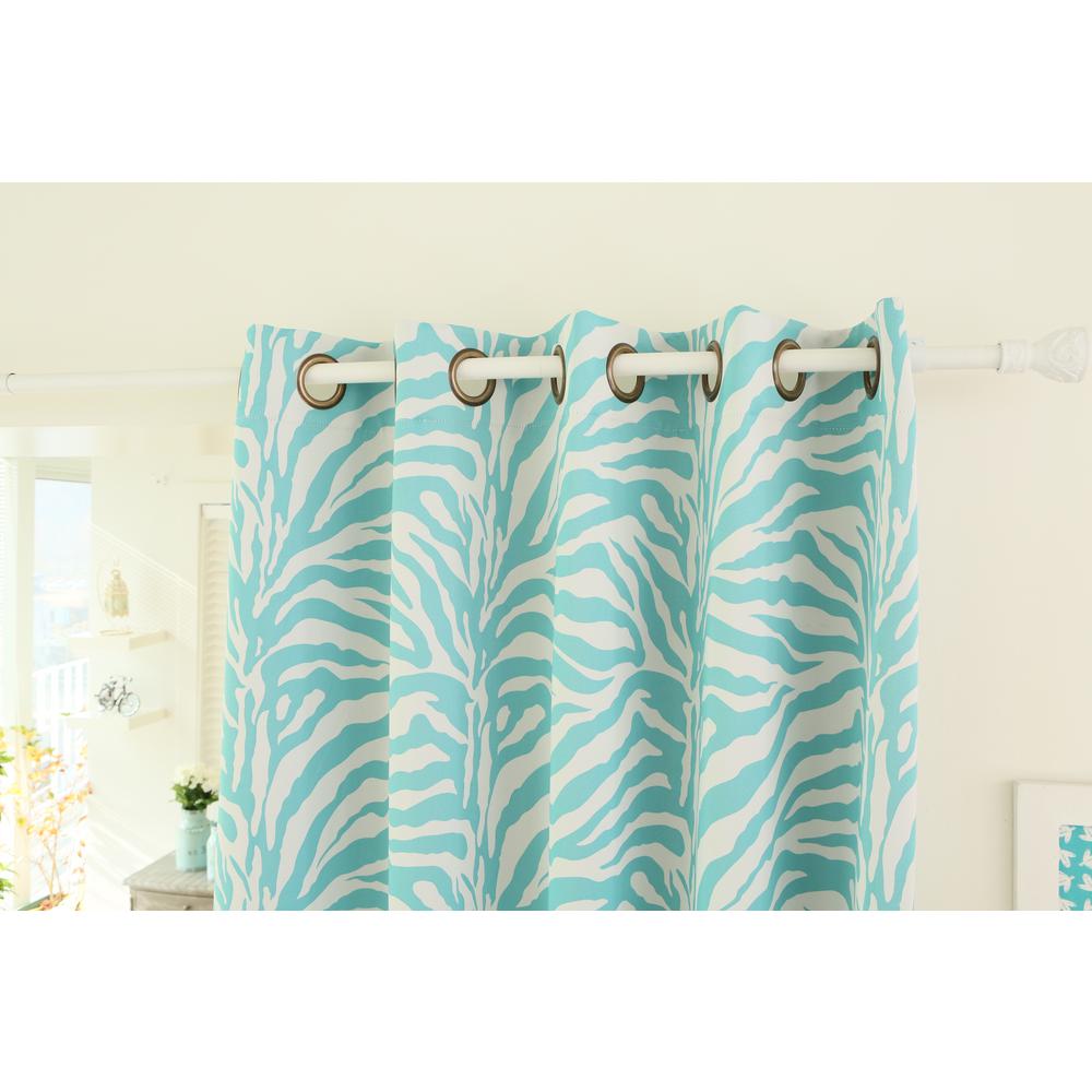 Best Home Fashion 84 In L Blue Zebra Room Darkening Curtain Panel