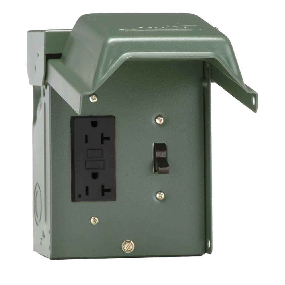 GE 20 Amp Backyard Outlet with Switch and GFI Receptacle ...