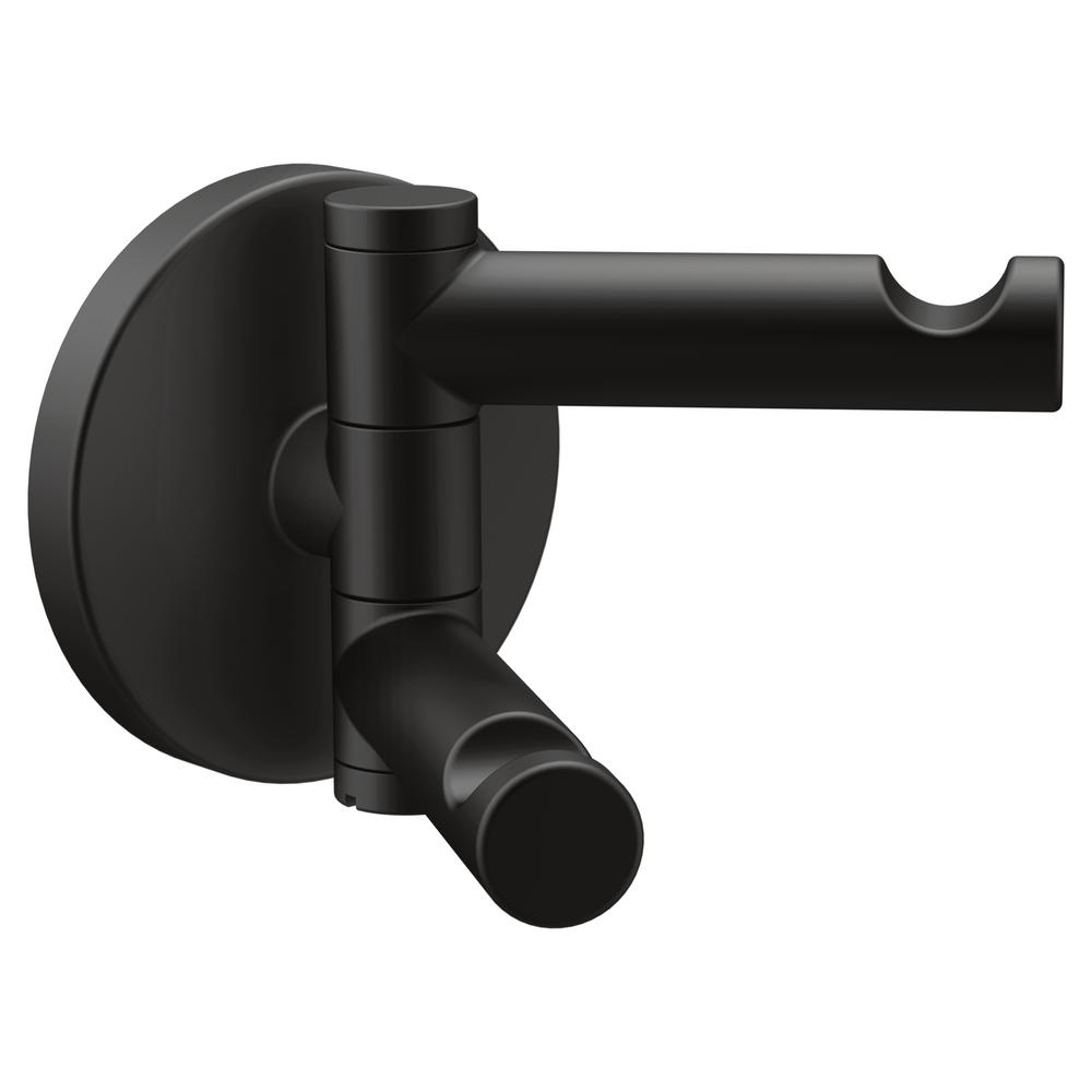 Zinc Black Bathroom Hardware Bath Accessories The Home Depot Align Swivel Double Robe Hook In Matte Black