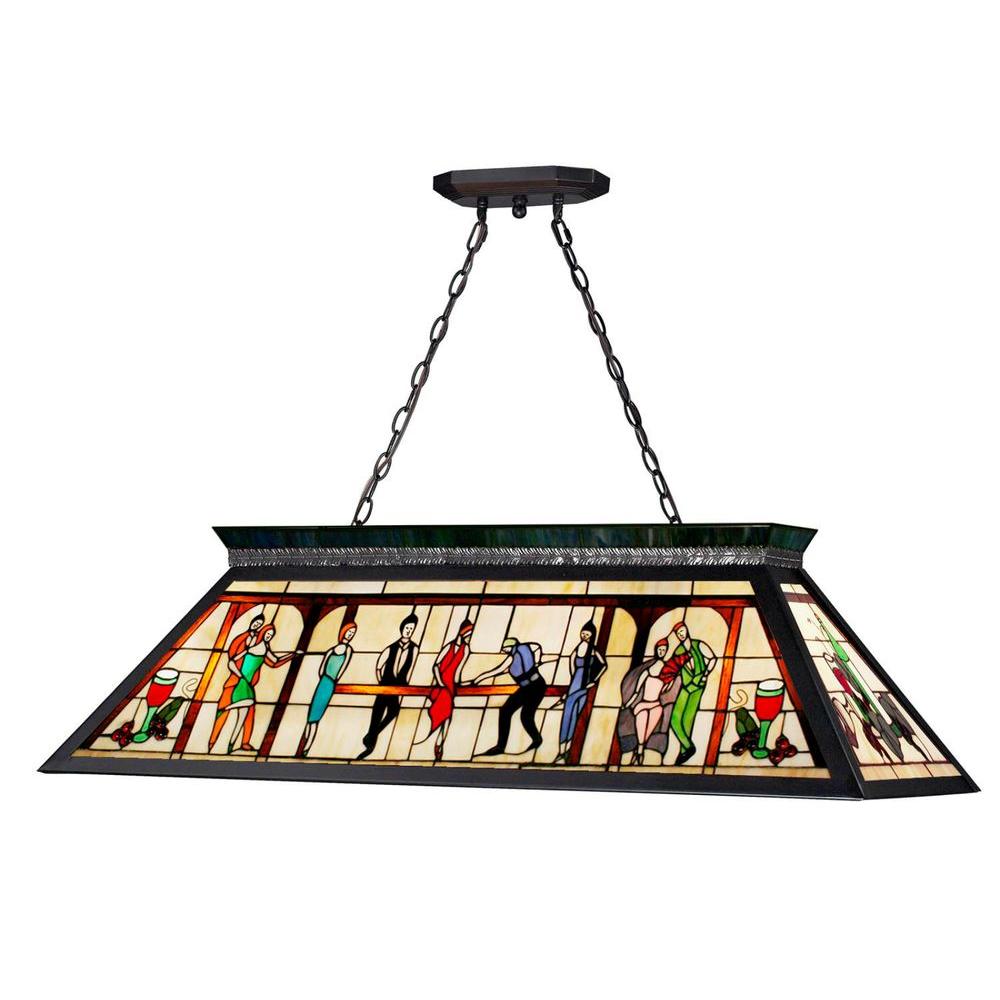 billiards stained glass light fixture