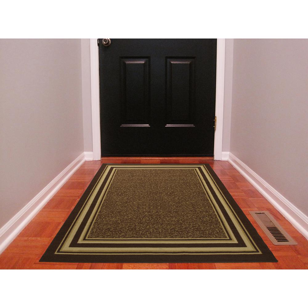 Ottomanson Ottohome Collection Contemporary Bordered Design Brown 3 ft