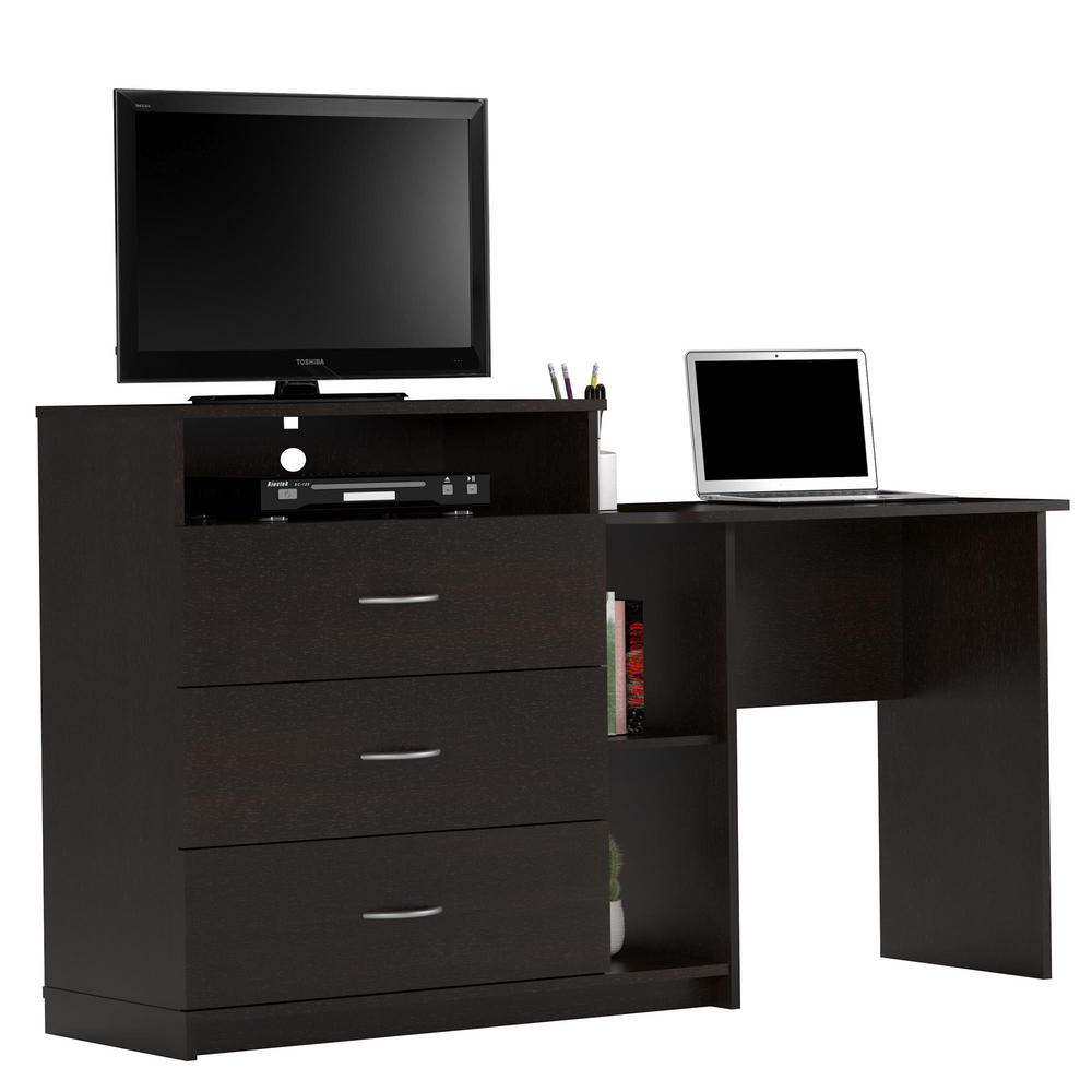 Ameriwood Sonnet 3 Drawer Espresso Media Dresser And Desk Hd80037