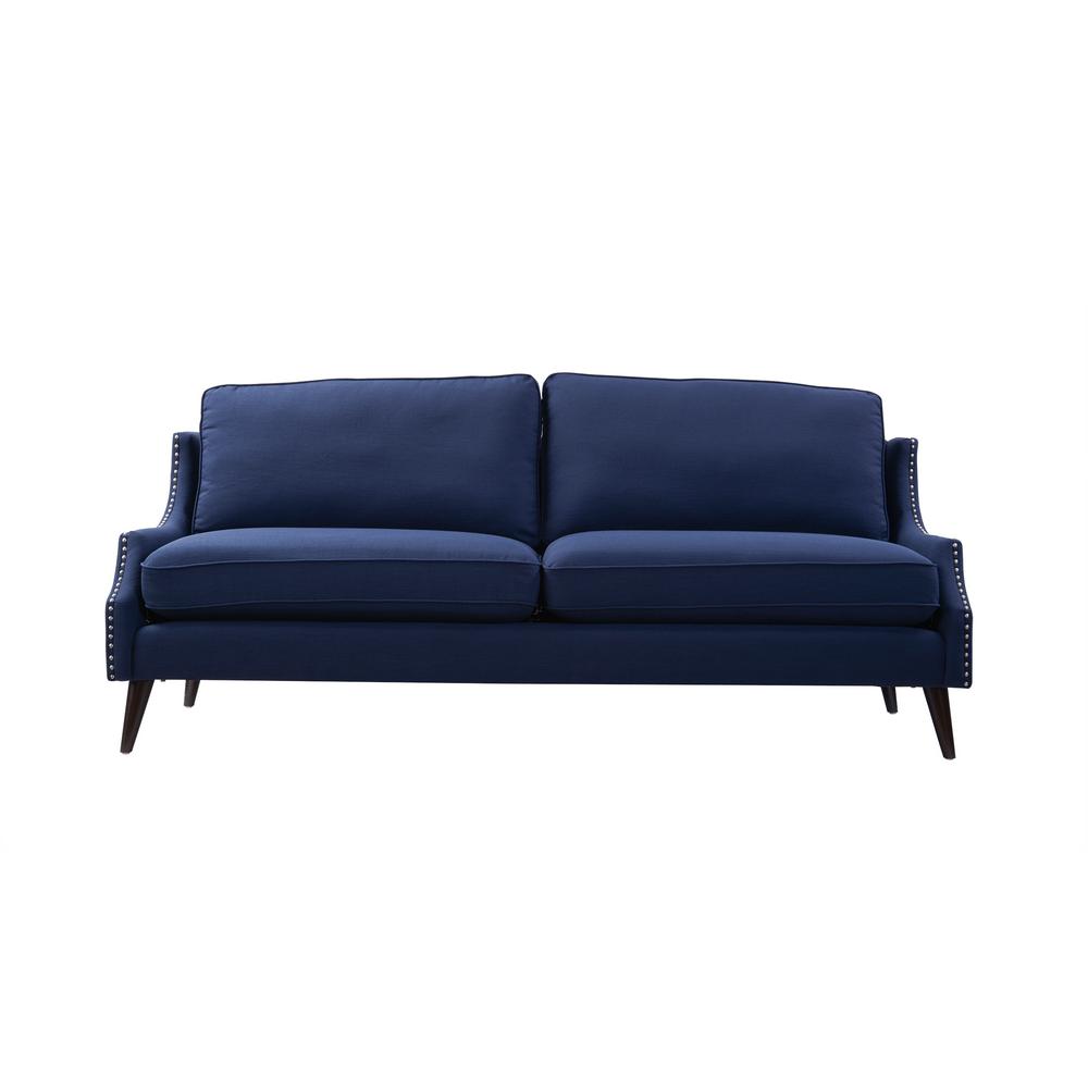 Jennifer Taylor Ariana 84 in. Midnight Blue Linen 3-Seater Lawson Sofa ...