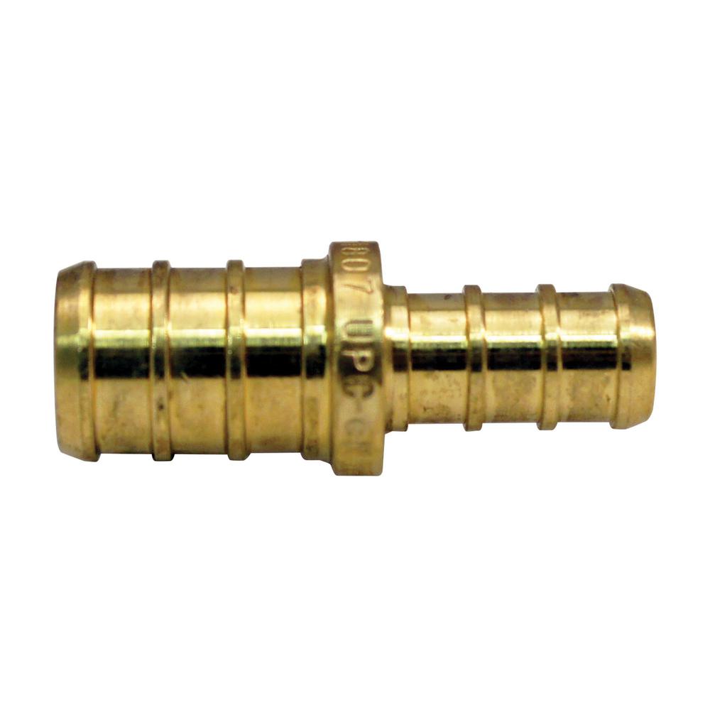 Apollo 1/2 in. x 3/8 in. Brass PEX Barb Reducing Coupling-APXC1238 - The Home Depot 1 2 Barb X 3 8 Barb Reducer Coupler