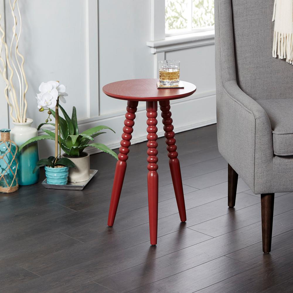 Allison Antique Red Turned Leg Accent Table