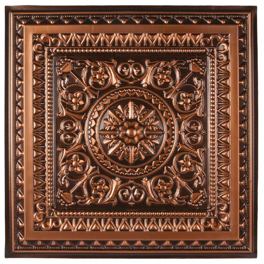 Marseille 2 Ft X 2 Ft Lay In Or Glue Up Ceiling Tile In Antique Copper 48 Sq Ft Case