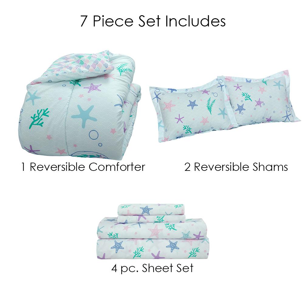 Space Explorer Astronauts Planets Stars and Spaceships Super Soft Full Bed in a Bag with Reversible Comforter and Sheet Set