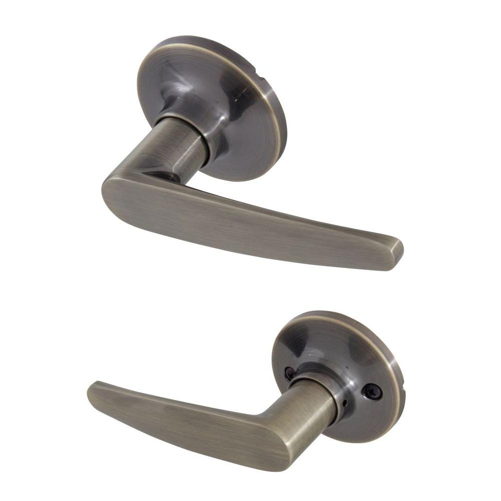 Honeywell Straight Antique Brass Passage Lever8104103 The Home Depot