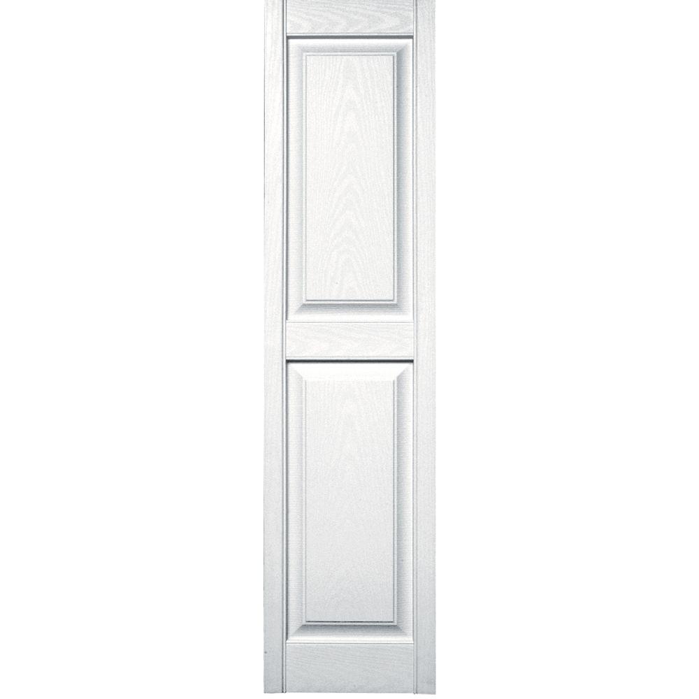 Builders Edge 15 In X 59 Raised Panel Vinyl Exterior Shutters Raised Panel Vinyl Exterior Shutters Pair In 001 White