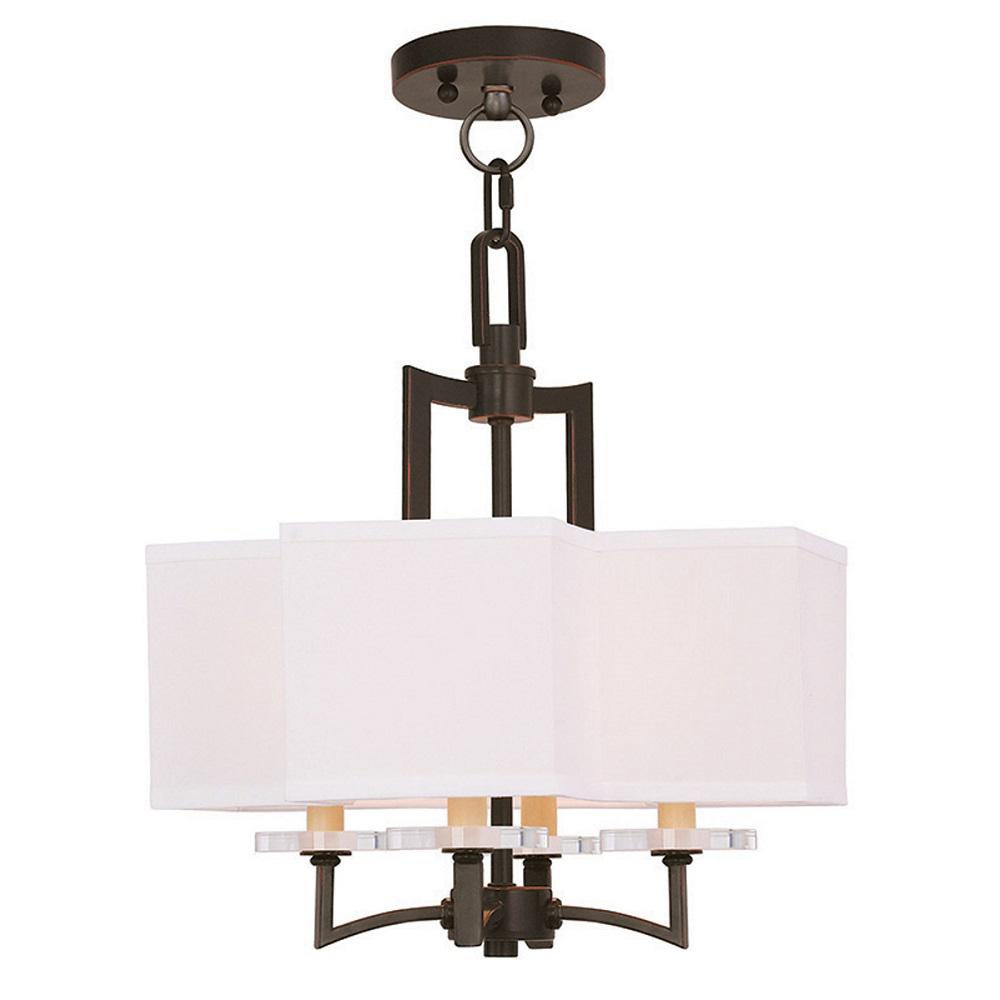 Livex Lighting Woodland 4 Light Olde Bronze Mini Chandelier With Livex Lighting Woodland 4 Light Olde Bronze Mini Chandelier With Hand Crafted Off White