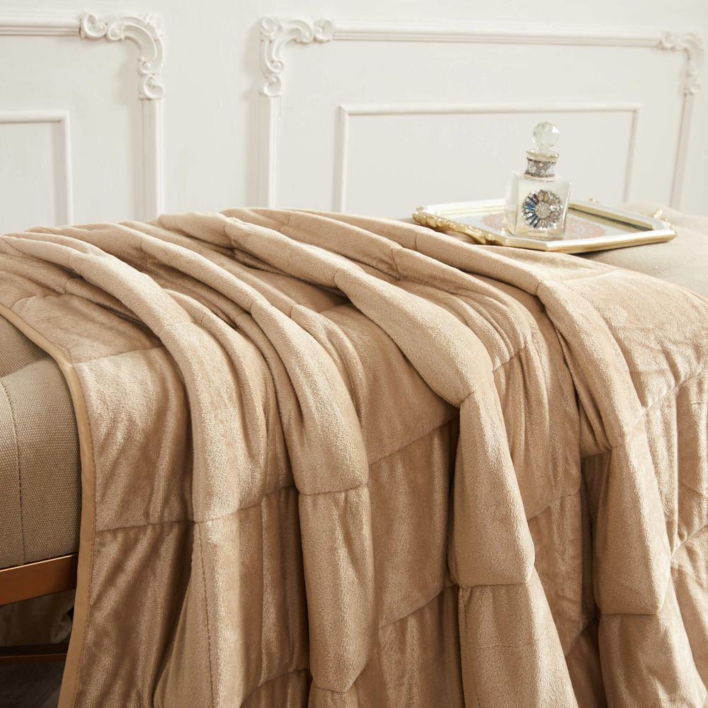Sutton Home Fashions 15 lbs Mink to Mink Weighted Blanket Tan AVWBMMTA15 The Home Depot