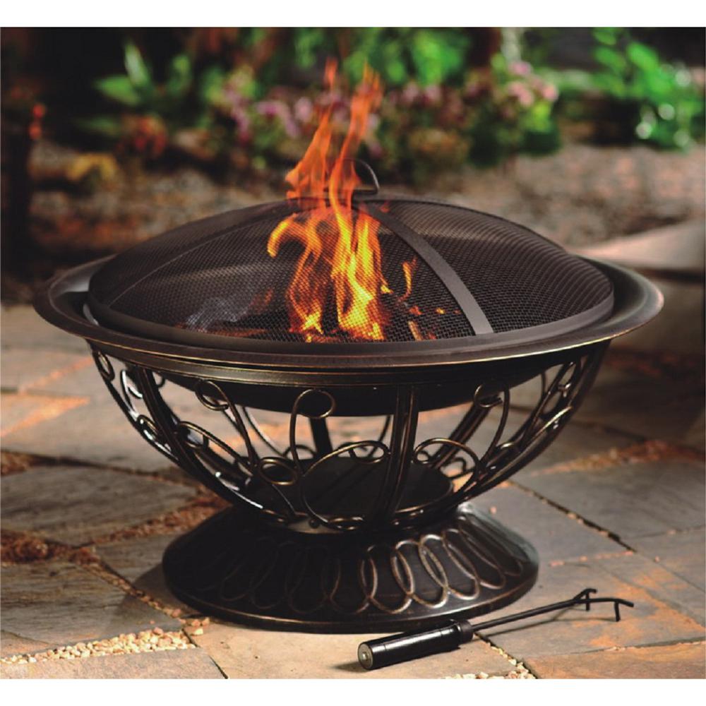 Az Patio Heaters 30 In Scroll Wood Burning Firepit In Black Ft