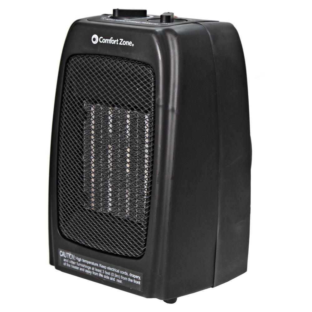 Comfort Zone Energy Save 1500-Watt Electric Ceramic Space Heater with Thermostat and Fan, Black