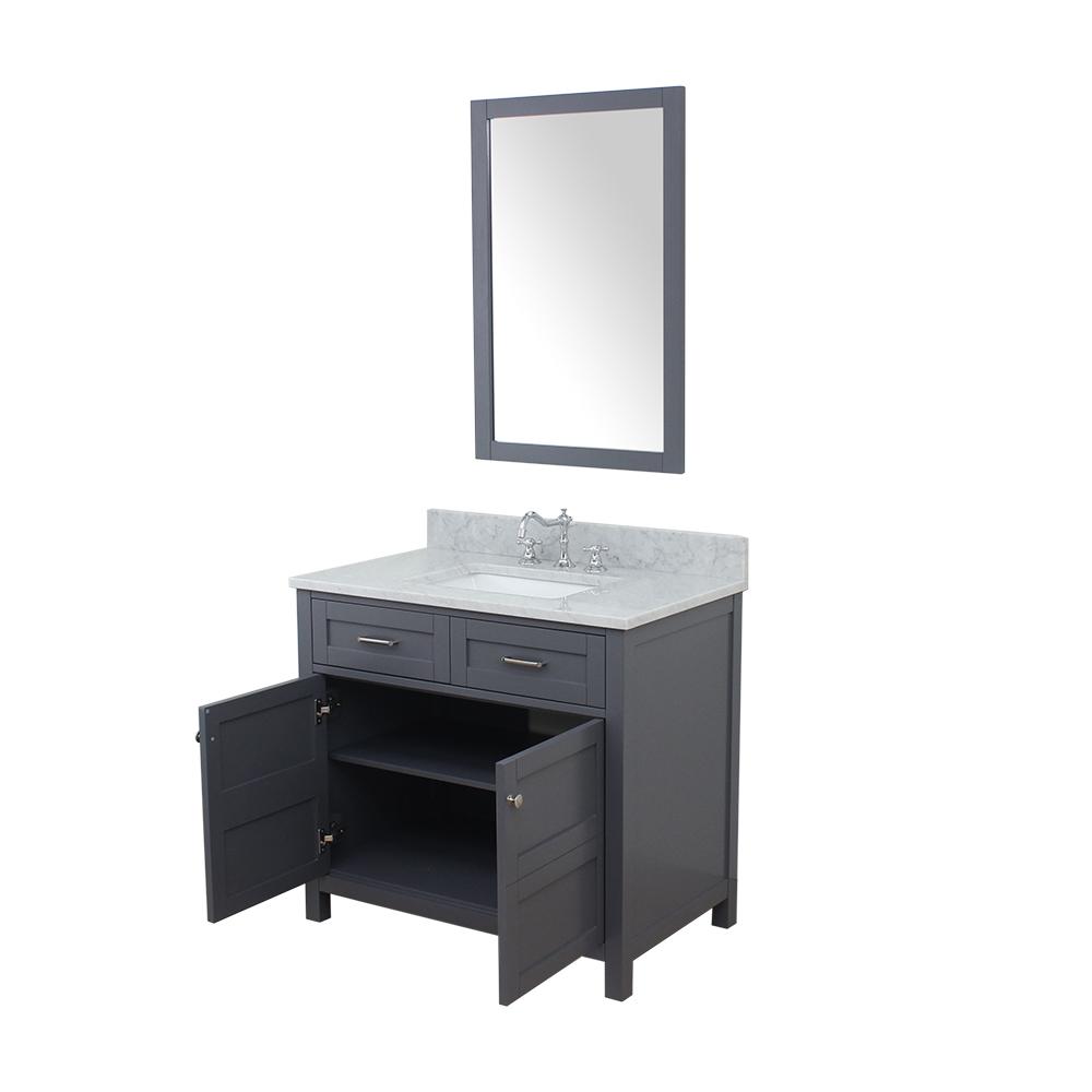 Vancouver 37 In W X 22 D Bath Vanity Gray With Marble Bath Vanity In Gray With Marble