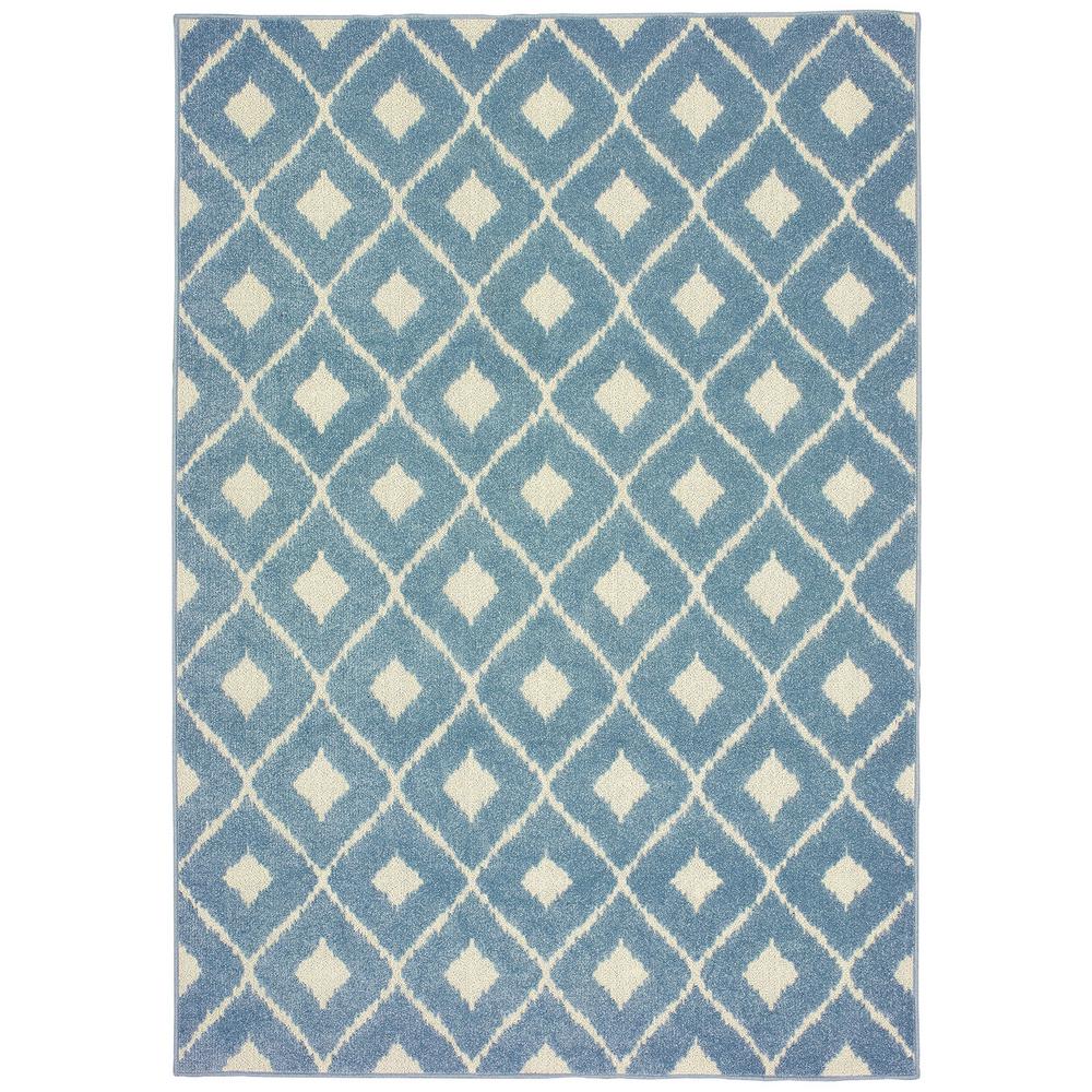 Katalina Diamond Blue Ivory 6 Ft 7 In X 9 Indoor Outdoor Area Rug