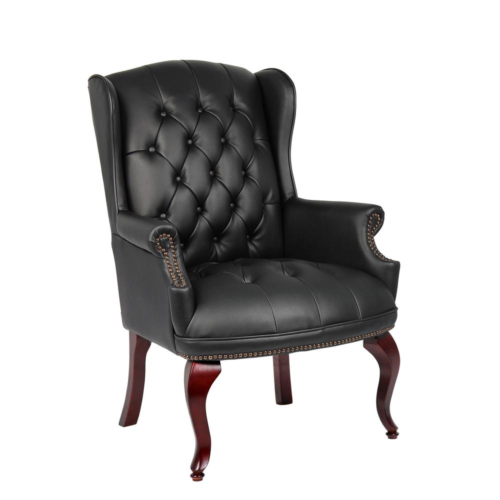 Black Vinyl Wingback Guest Chair Black Vinyl Wingback Guest Chair
