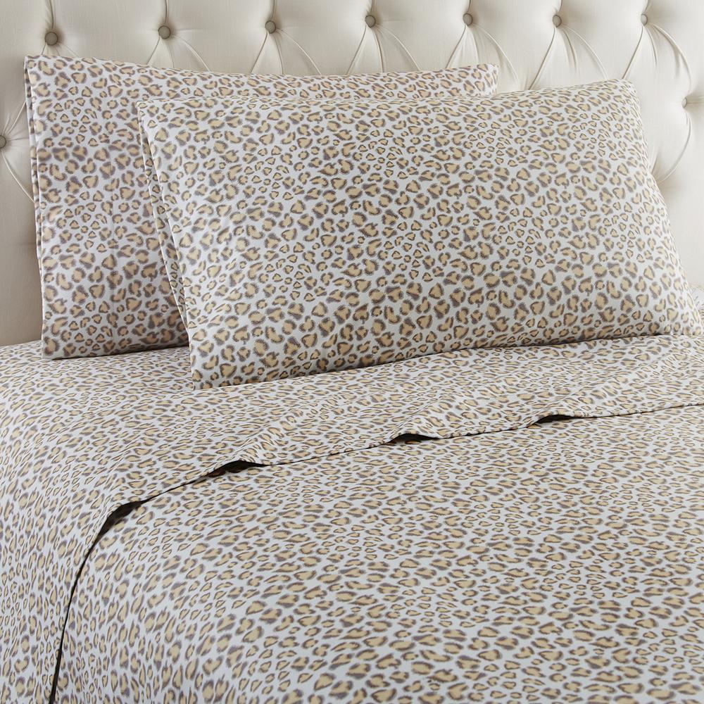 Micro Flannel 4Piece Leopard Queen Polyester Sheet SetMFNSSQNLEO