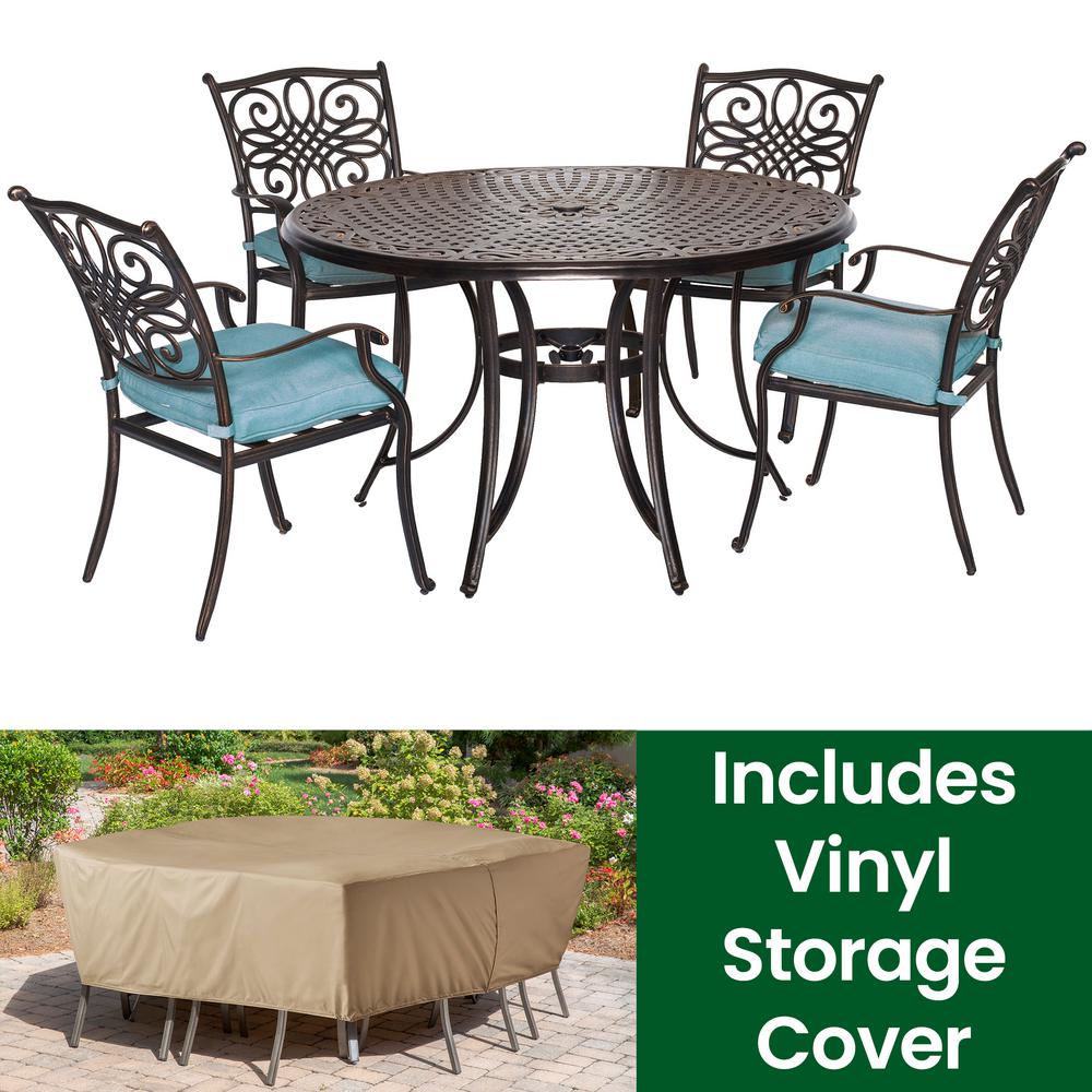 Hanover Traditions 5 Piece Aluminum Round Outdoor Dining Set With