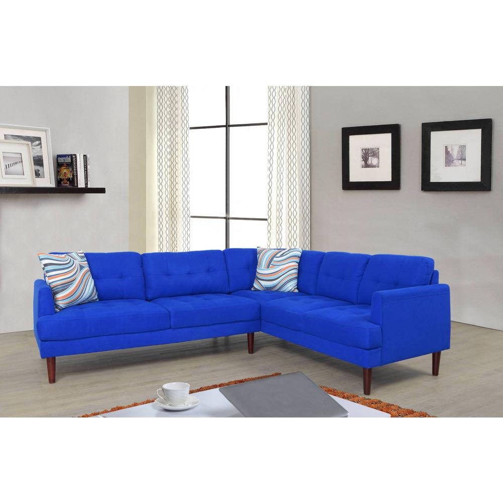 Blue Tufted Right Sectional Sofa Set 2 Piece Sh5005a The Home Depot Undefined Blue Tufted Right Sectional Sofa Set 2 Piece