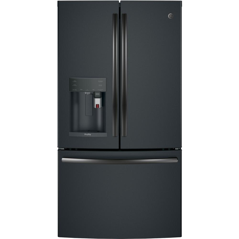 Ge 27 8 Cu Ft French Door Refrigerator With Door In Door In Black Slate Fingerprint Resistant Gfd28gelds The Home Depot