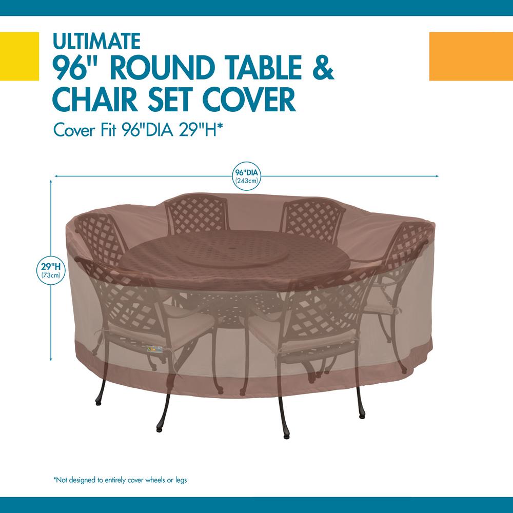 Duck Covers Ultimate 96 In Dia X 29 In H Round Table And Chair Set Cover Utr9629 The Home Depot