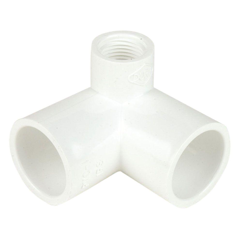 Dura 3 4 In X 3 4 In X 1 2 In Schedule 40 Pvc Reducer Side Outlet 90 Degree Elbow C414 101 The Home Depot