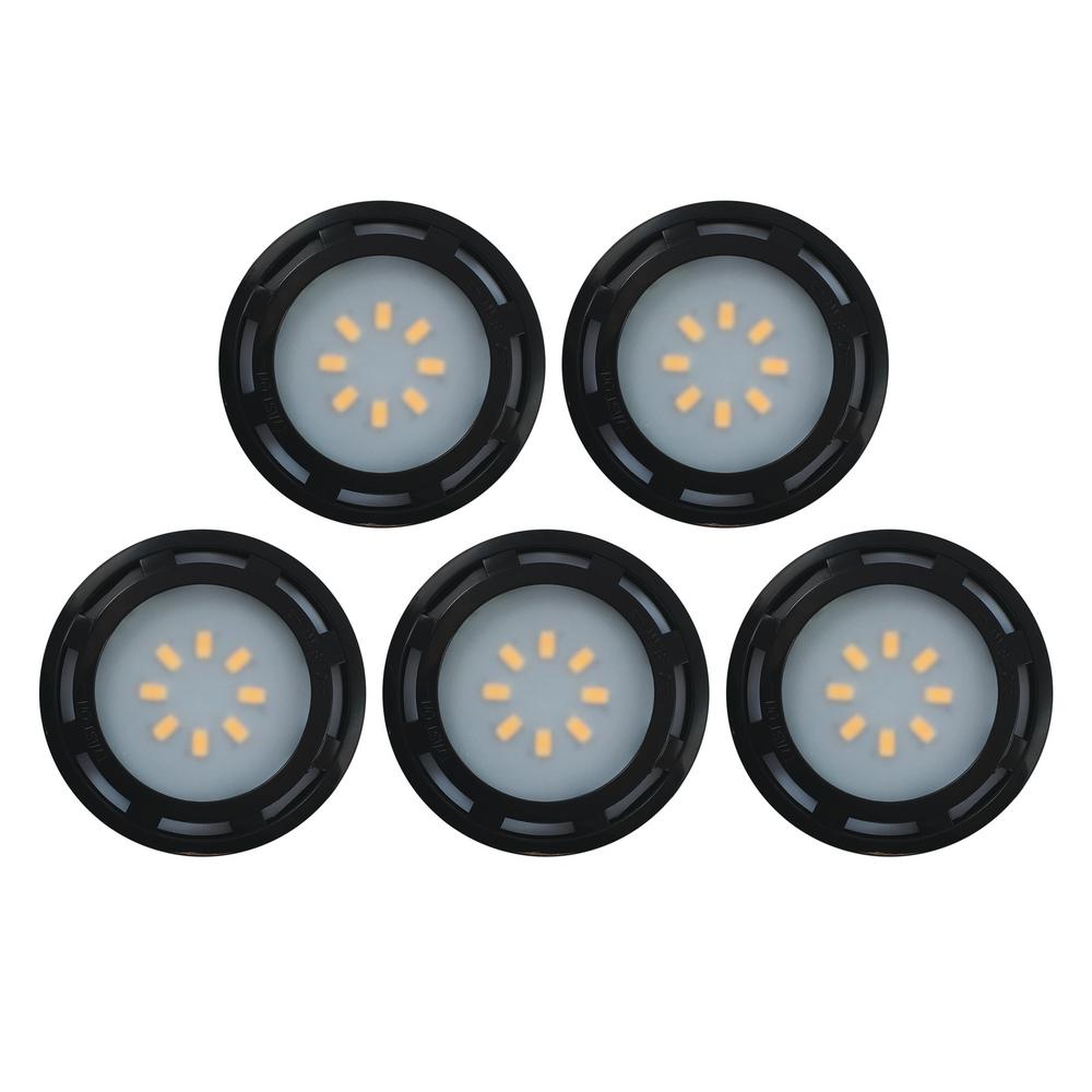 In Bracket Puck Lights Under Cabinet The Home Depot 4 6 In Led Black Puck Light