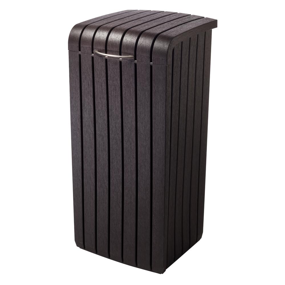 Keter The Home Depot Brown Copenhagen Wood Style Plastic Trash Can