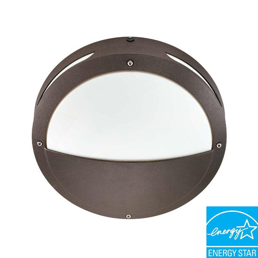 Glomar Wall/Ceiling 2Light Bronze Round Outdoor Architectural Hooded FixtureHD2548 The Home